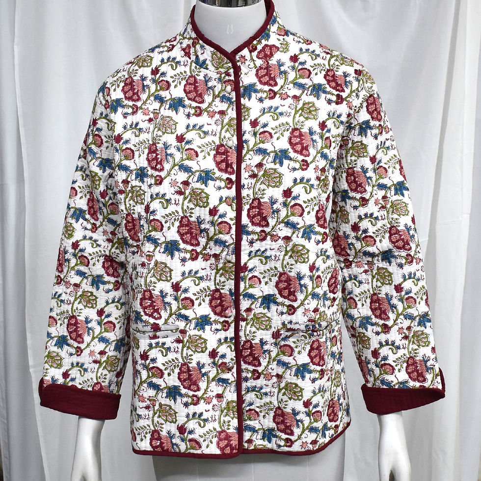 Thumbnail: Block Printed Reversible Cotton Quilted Jacket