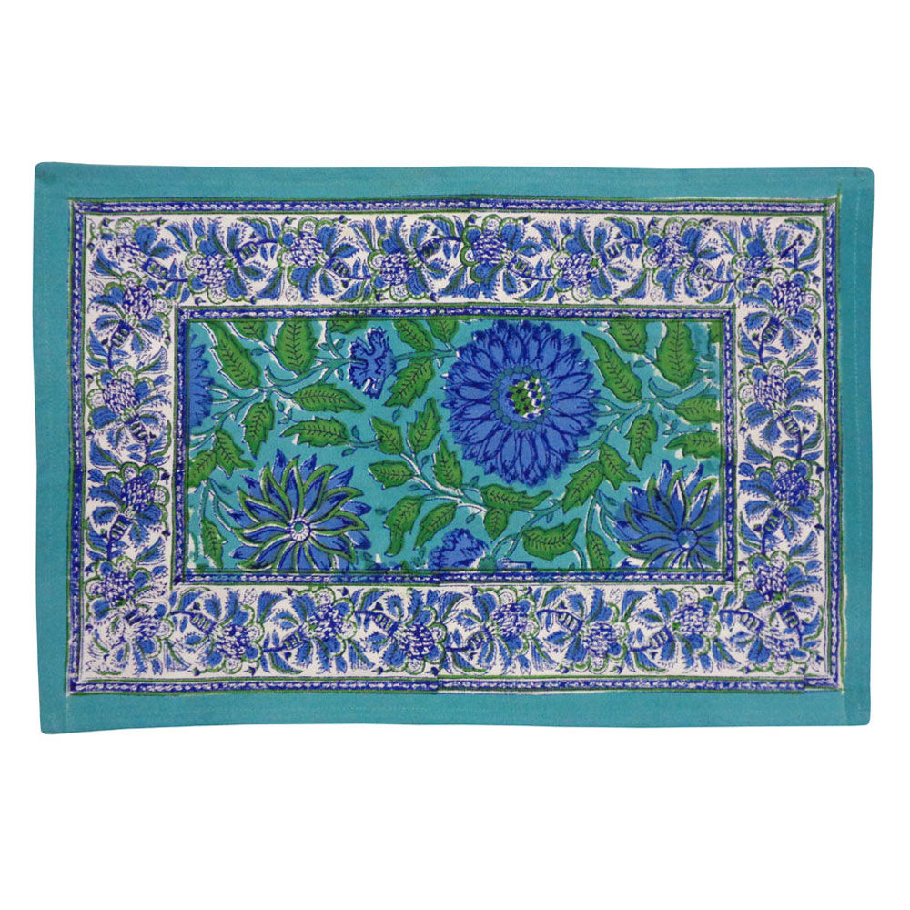 Hand Block Printed Cotton Canvas Table Mats (Set of 2)
