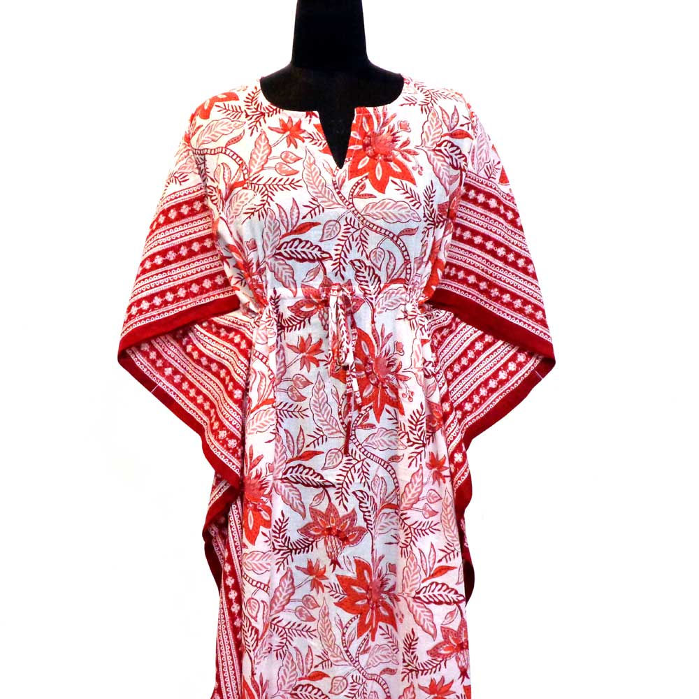 Hand Block Print Cotton Free Size Long Kaftan