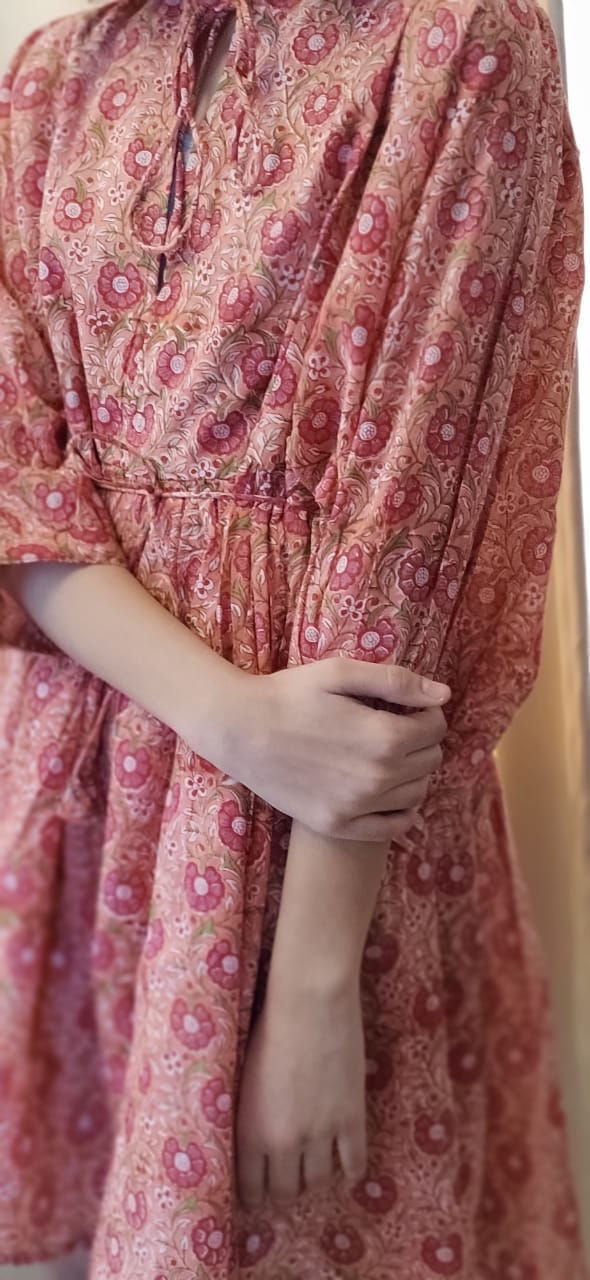 Thumbnail: Block Printed Cotton Short Dress - Chakri