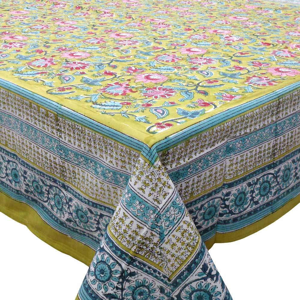 Hand Block Printed Cotton Tablecloth