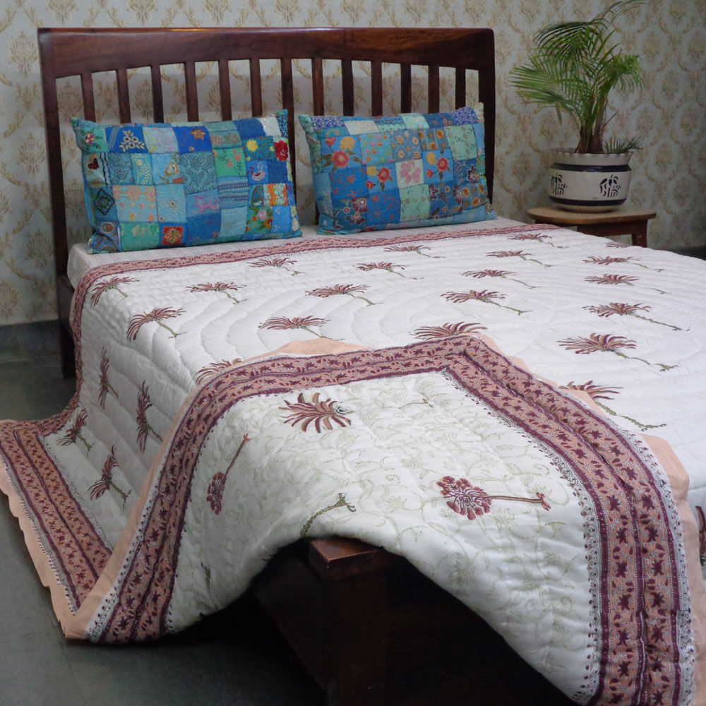 Hand Block Printed Reversible Queen Size Quilt