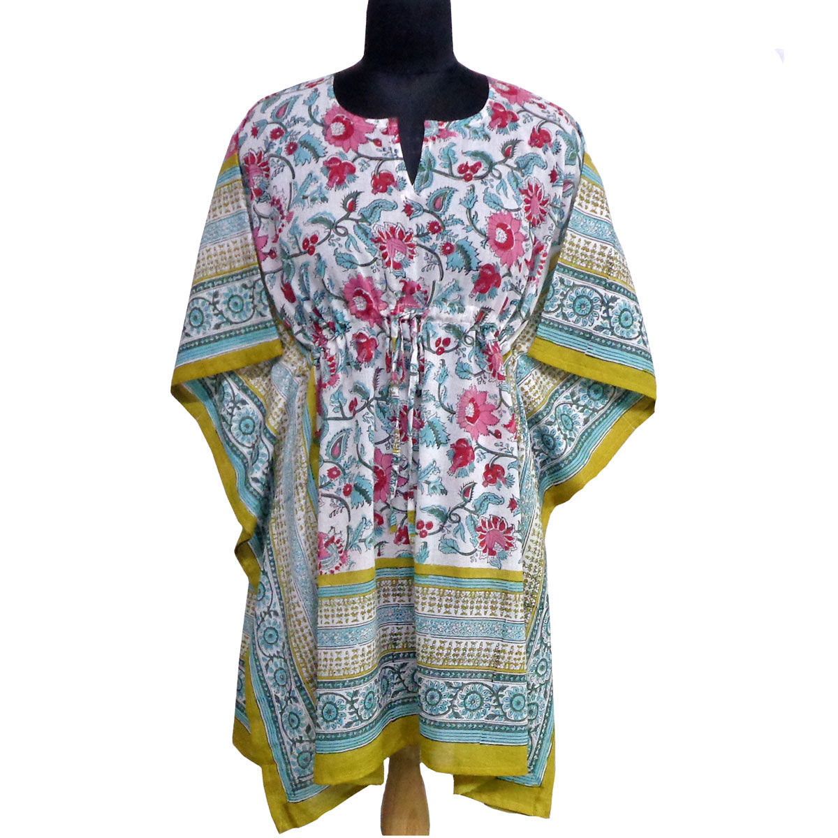 Hand Block Print Cotton Free Size Short Kaftan