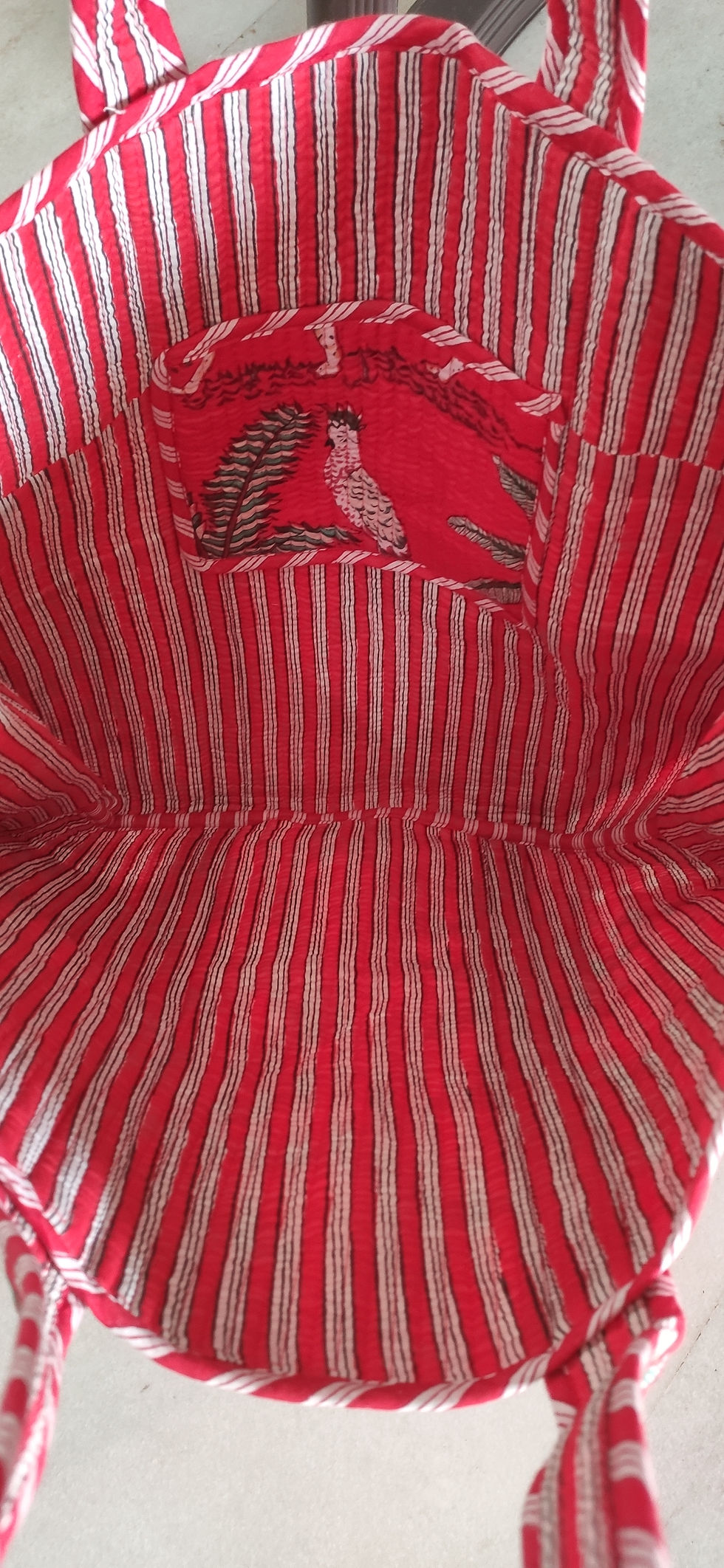 Thumbnail: Red Safari Cotton Quilted Tote Bag