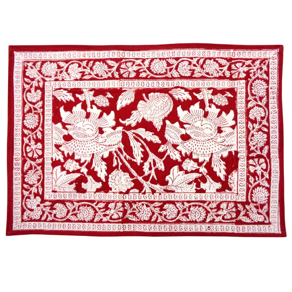 Hand Block Printed Cotton Canvas Table Mats (Set of 2)