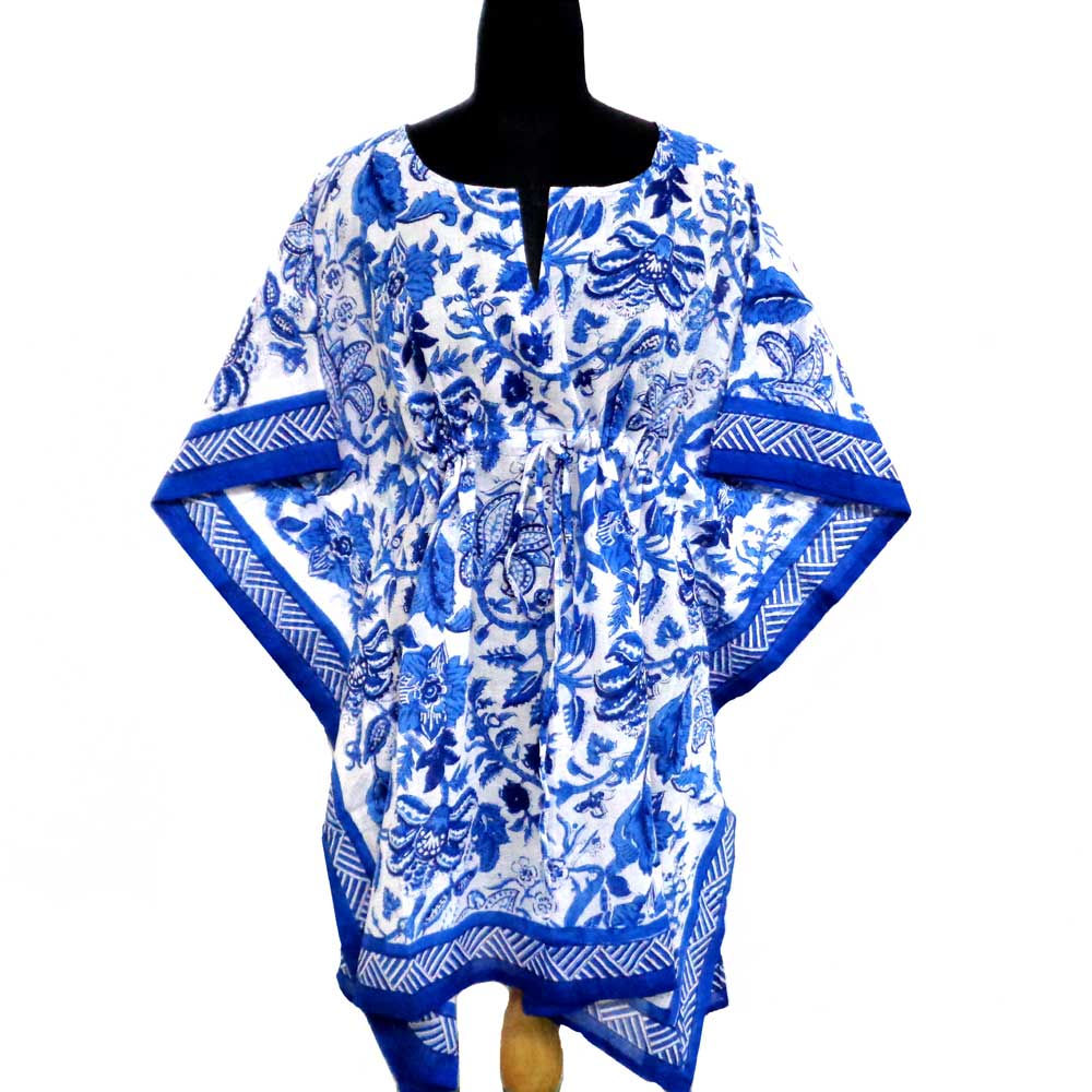 Hand Block Print Cotton Free Size Short Kaftan