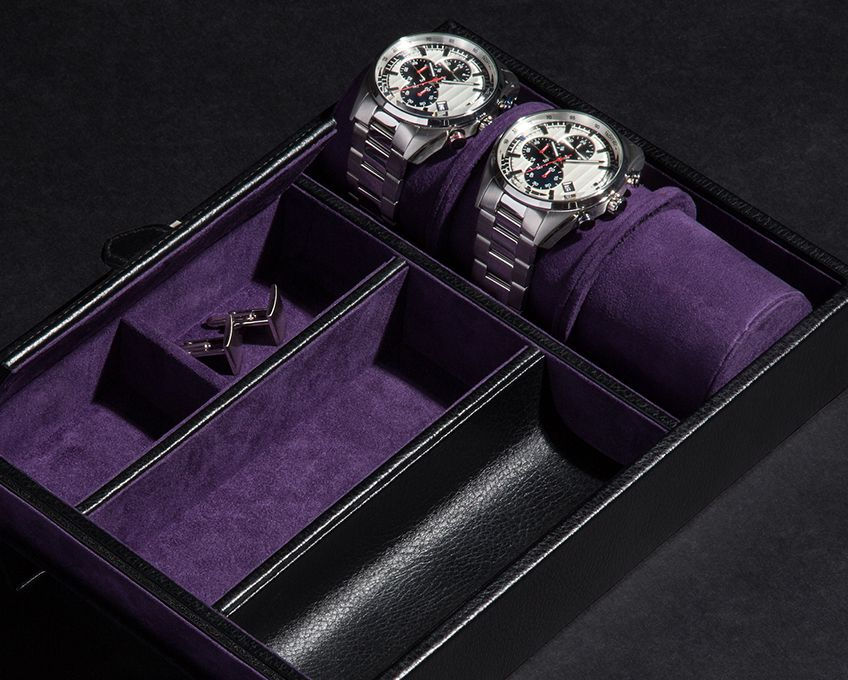 Thumbnail: BLAKE VALET TRAY WITH CUFF - BLACK PURPLE