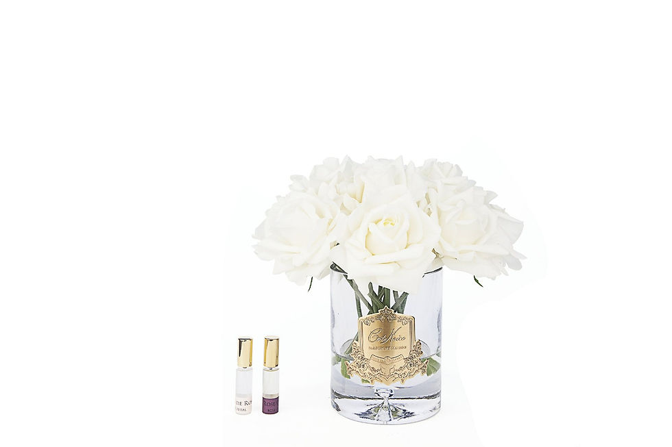 Thumbnail: COTE NOIRE - 12 CHAMPAGNE ROSES - CLEAR VASE - GOLD CREST