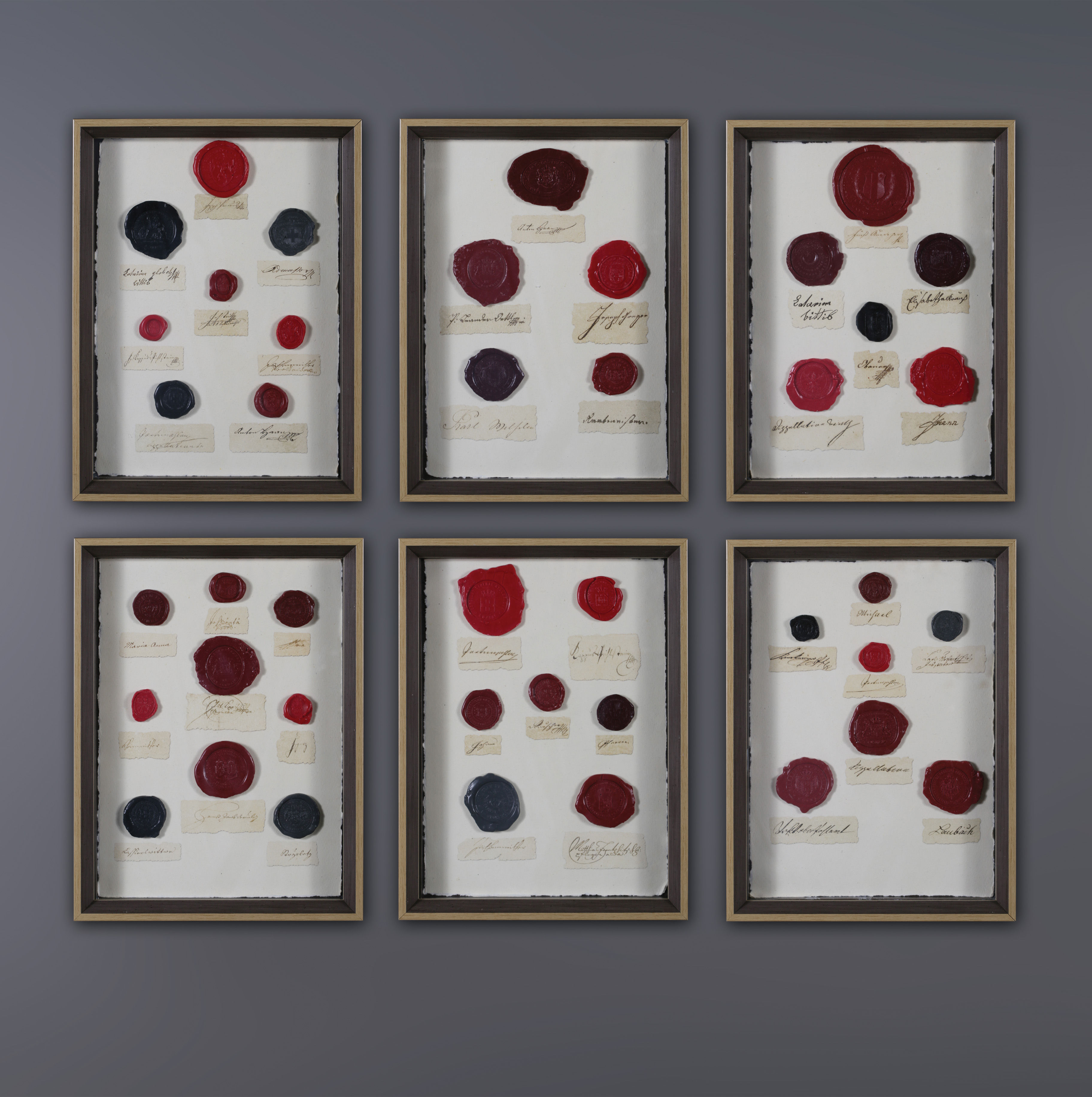 SET OF 6 FRAMES WITH WAX SEALS