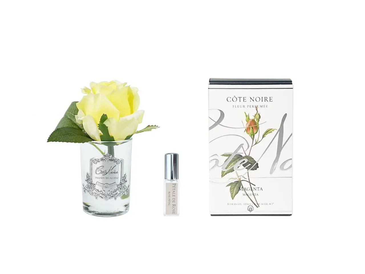 CÔTE NOIRE - Single Rose Bud - Clear & Silver Crest - Yellow