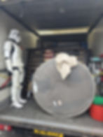 Stormtrooper and furniture loaded in a Hart's Removals van