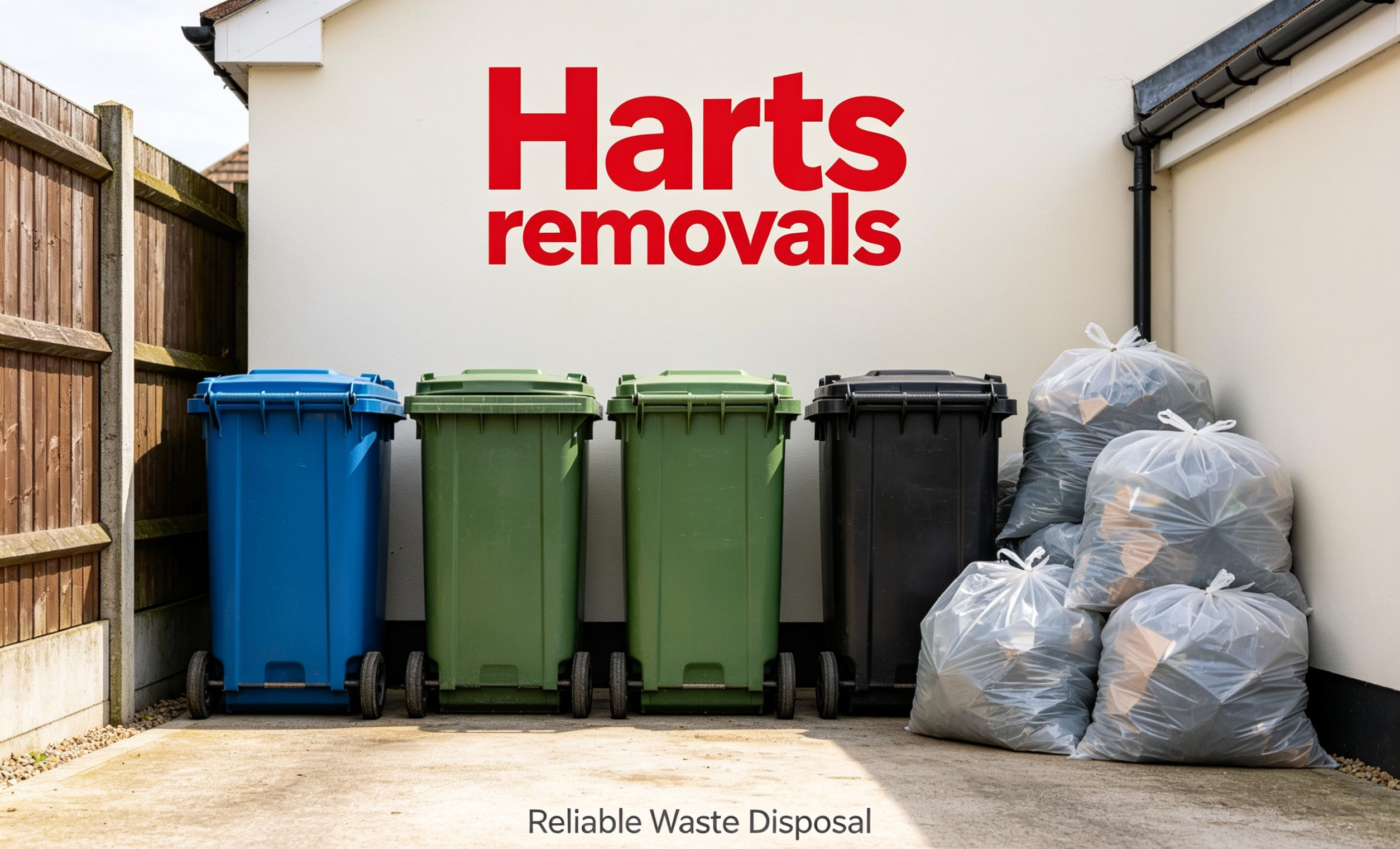 Harts removals with waste bins and bags for disposal