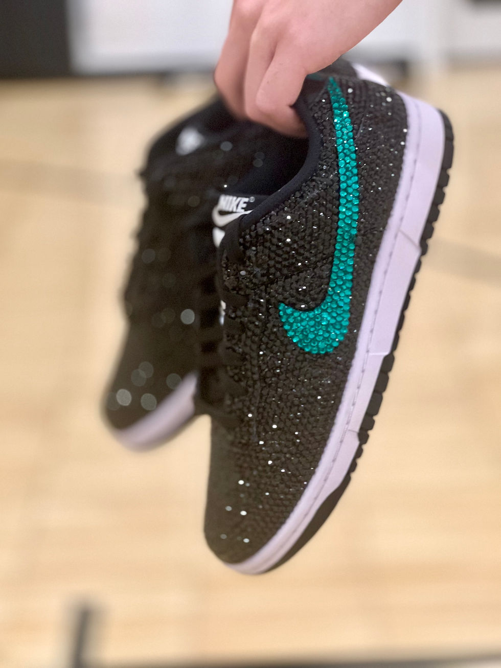 Platinum Sole Platinum Bling Nike Dunk Custom Sneaker Shoes Sparkle Sparkly Bat Mitzvah Quinceanera Ball Prom Wedding
