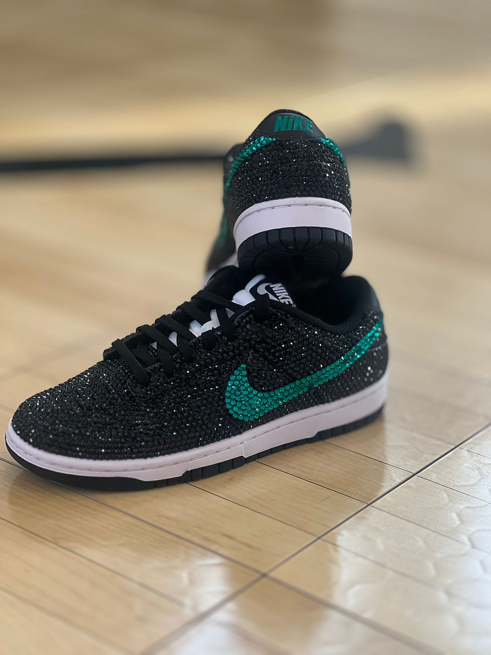 Platinum Sole Platinum Bling Nike Dunk Custom Sneaker Shoes Sparkle Sparkly Bat Mitzvah Quinceanera Ball Prom Wedding