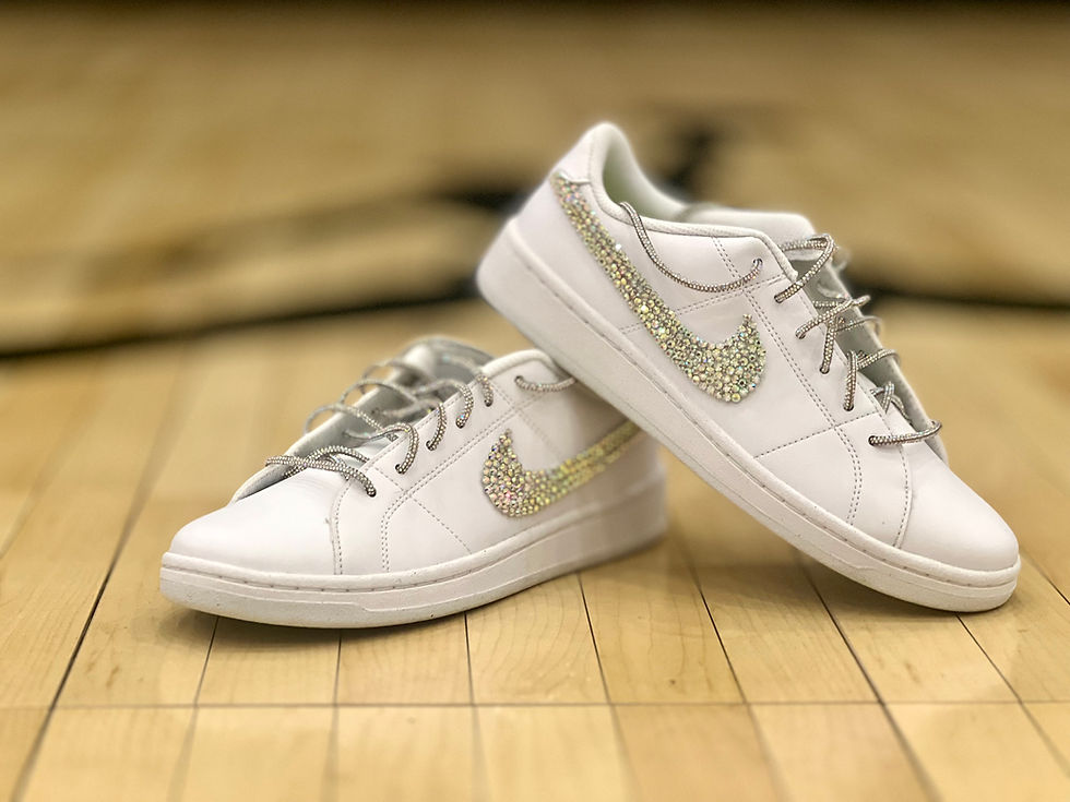 Thumbnail: Platinum Sole Classic Bling Bridal Nike Custom Sneaker Shoes Sparkle Bat Mitzvah Quinceanera Ball Prom Wedding