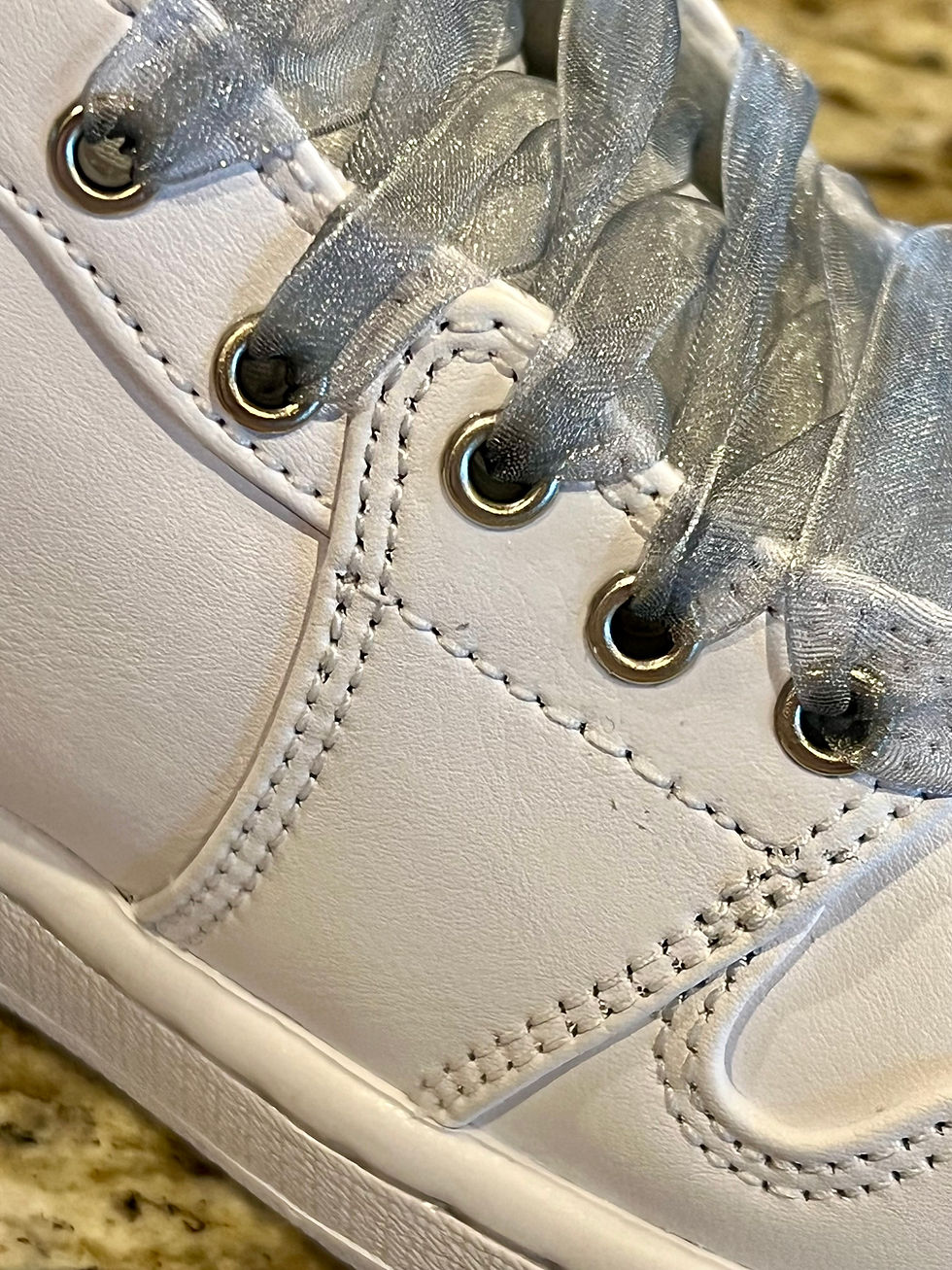 Thumbnail: Custom Sneaker Shoes Eyelets Sparkle Sparkly Jordan 1 Bat Mitzvah Quinceanera Ball Prom Homecoming Wedding Party Blinged