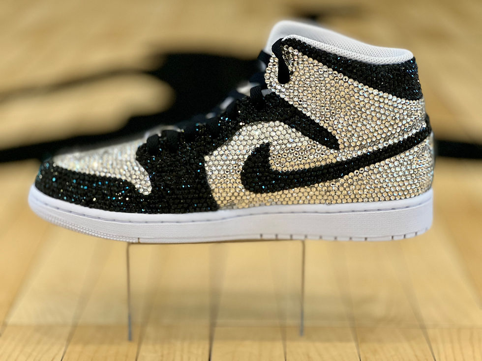 Thumbnail: Platinum Sole Platinum Bling Custom Sneaker Shoes Sparkle Sparkly Jordan 1 Bat Mitzvah Quinceanera Ball Prom Wedding