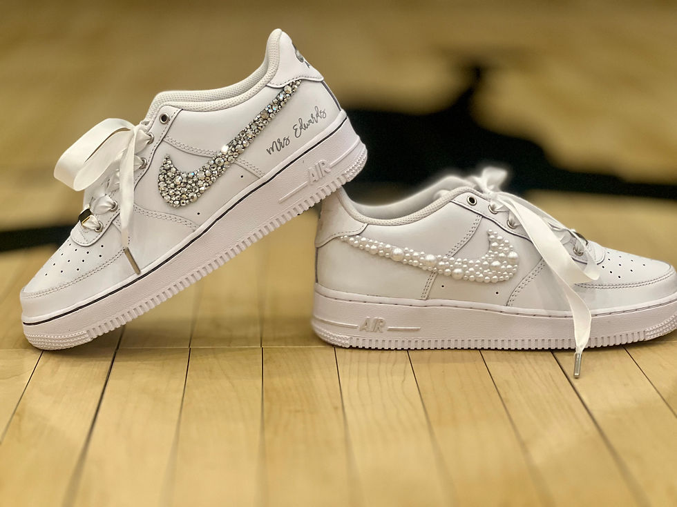 Thumbnail: Platinum Sole Classic Bling Bridal Nike Air Force 1 Custom Sneaker Shoes Sparkle Bat Mitzvah Quinceanera Ball Prom Wedding