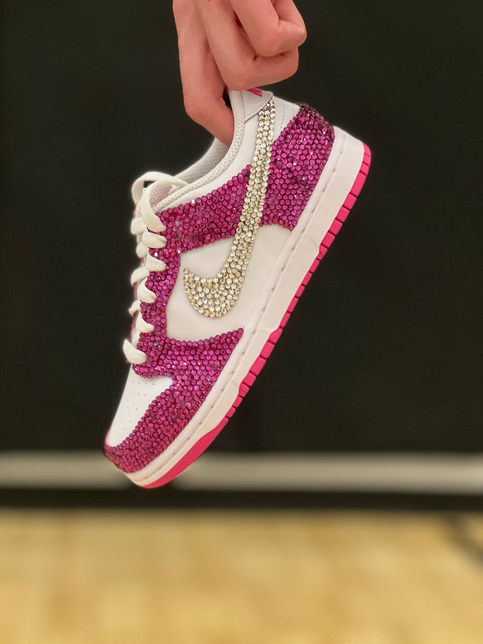 Thumbnail: Platinum Sole Elite Bling Nike Dunk Custom Sneaker Shoes Sparkle Sparkly Jordan 1 Bat Mitzvah Quinceanera Ball Prom Wedding