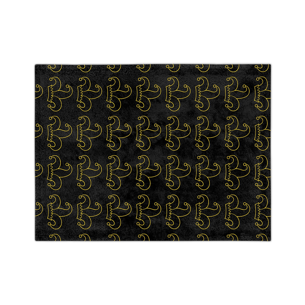 Jester Society black and gold blanket, Jester Logo pattern (Horizontal)