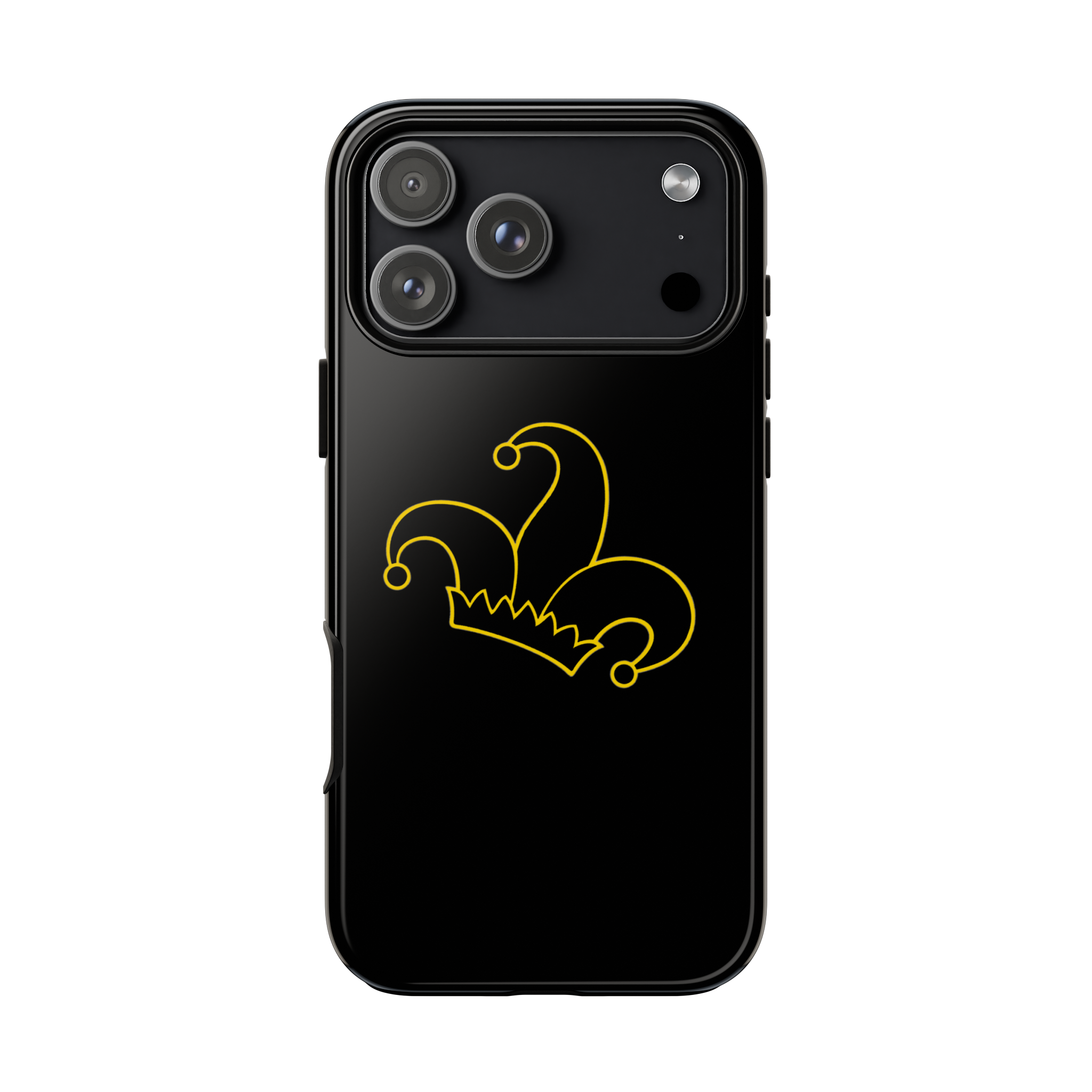 Jester Society Black Phone Case, with Jester Logo centered. IPhone 17 Pro