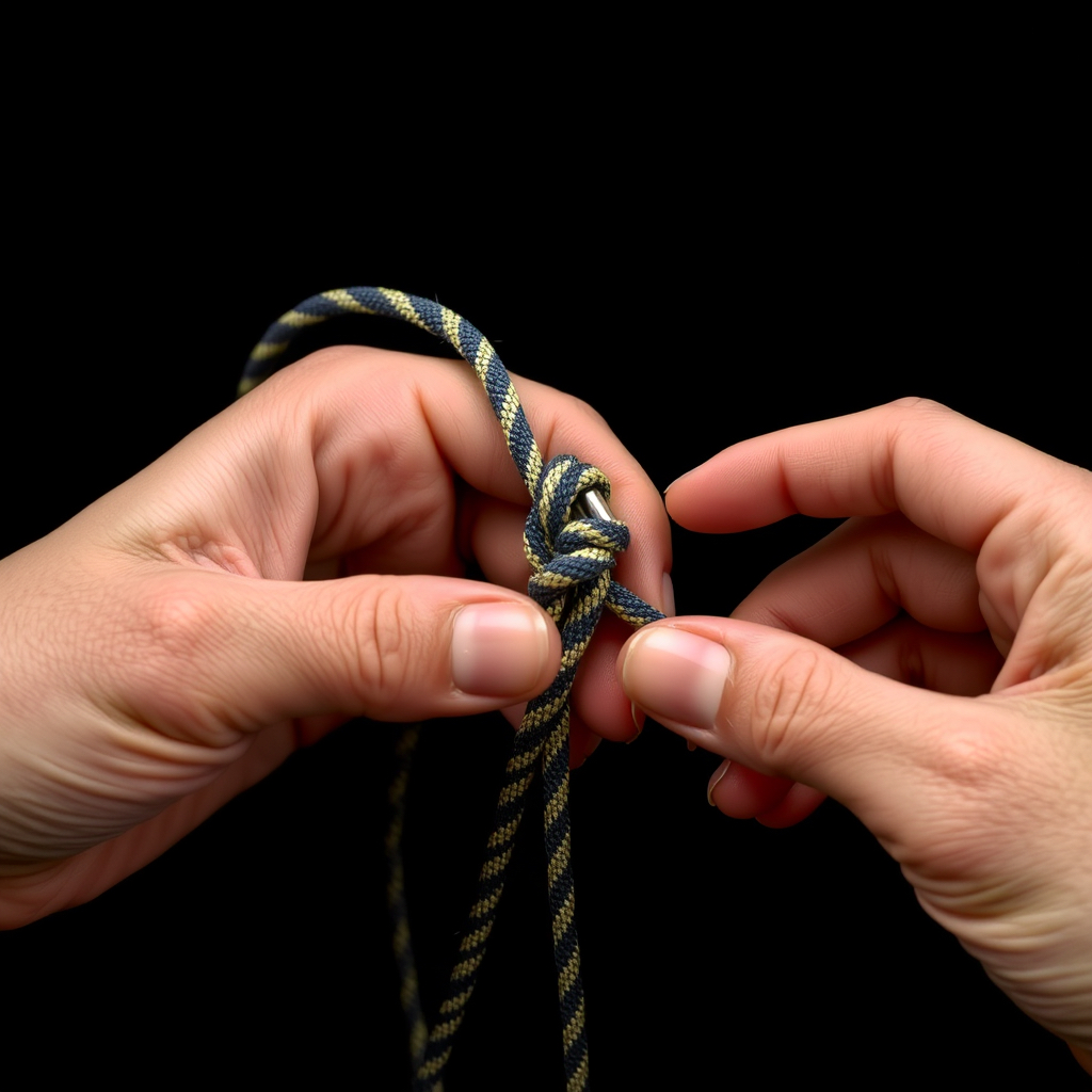 hand making a braid with paracord in dark background.jpg
