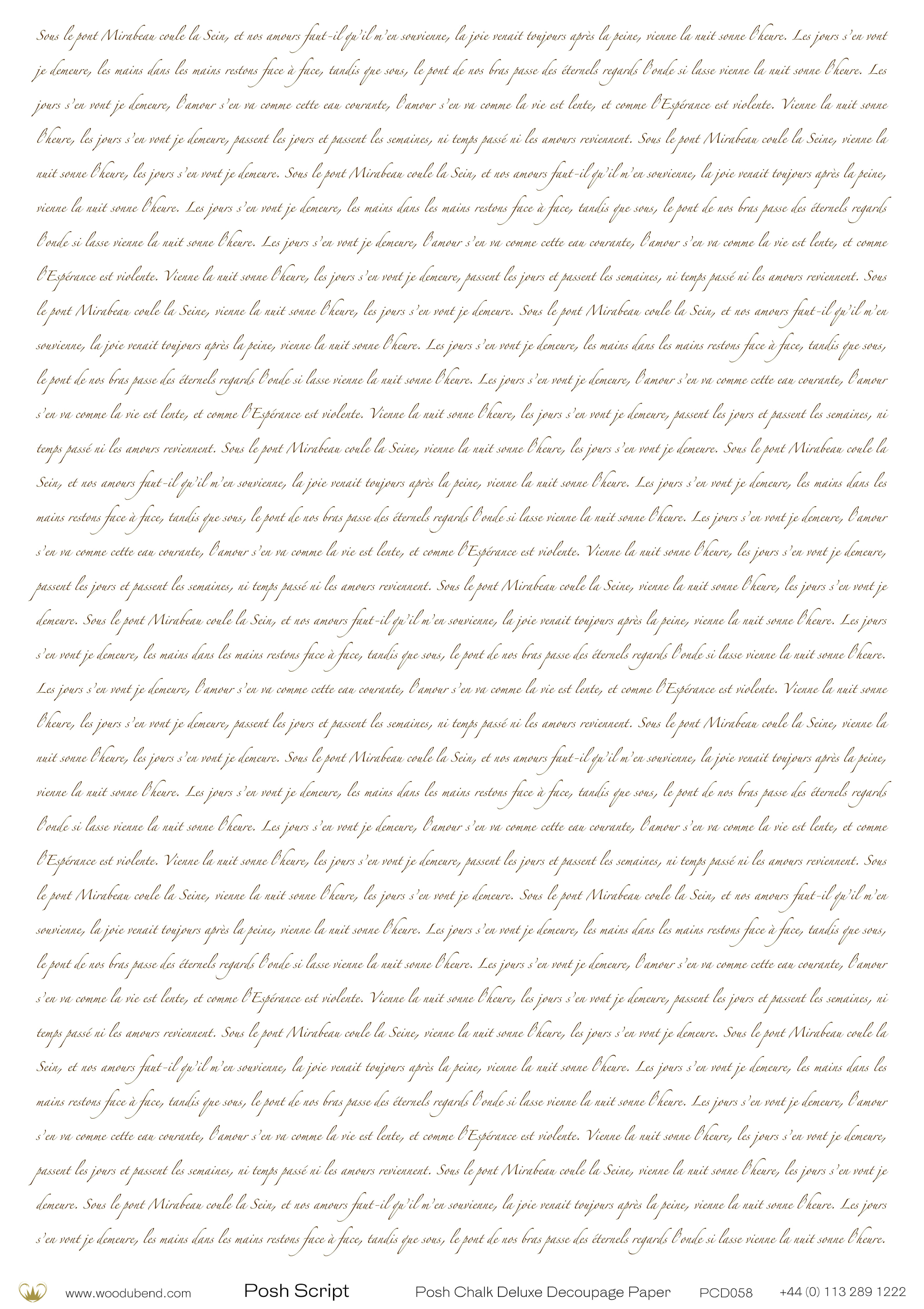 Posh Script A1 Posh Chalk Deluxe Decoupage PCD058