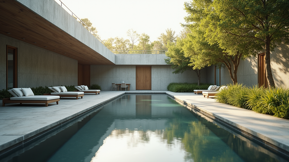 Eye-level view of a serene outdoor space designed for reflection