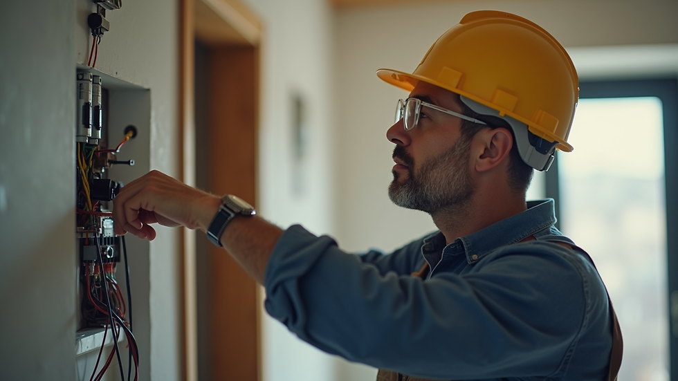 Close-up view of a home inspector checking electrical wiring