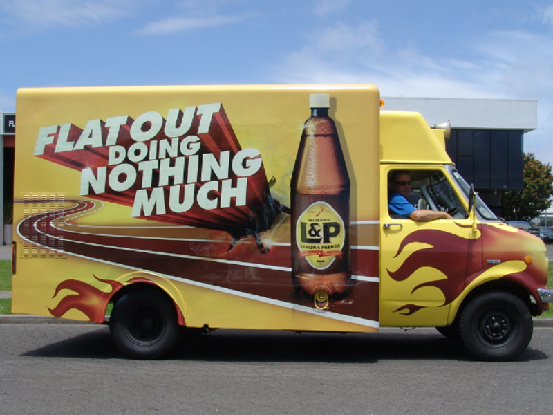 L&P promo van: van signage by Sterling Signs Auckland