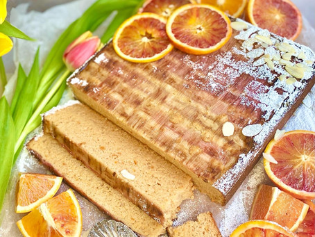 Gluten free blood orange & rhubarb cake