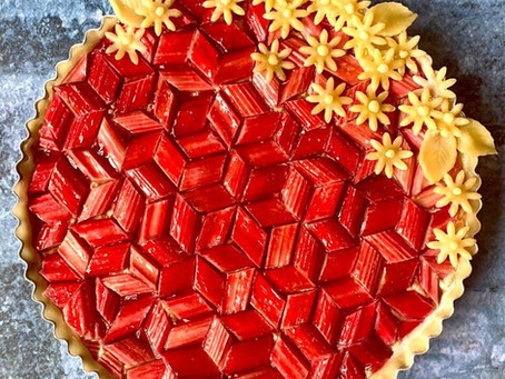 Rhubarb & pistachio frangipane tart
