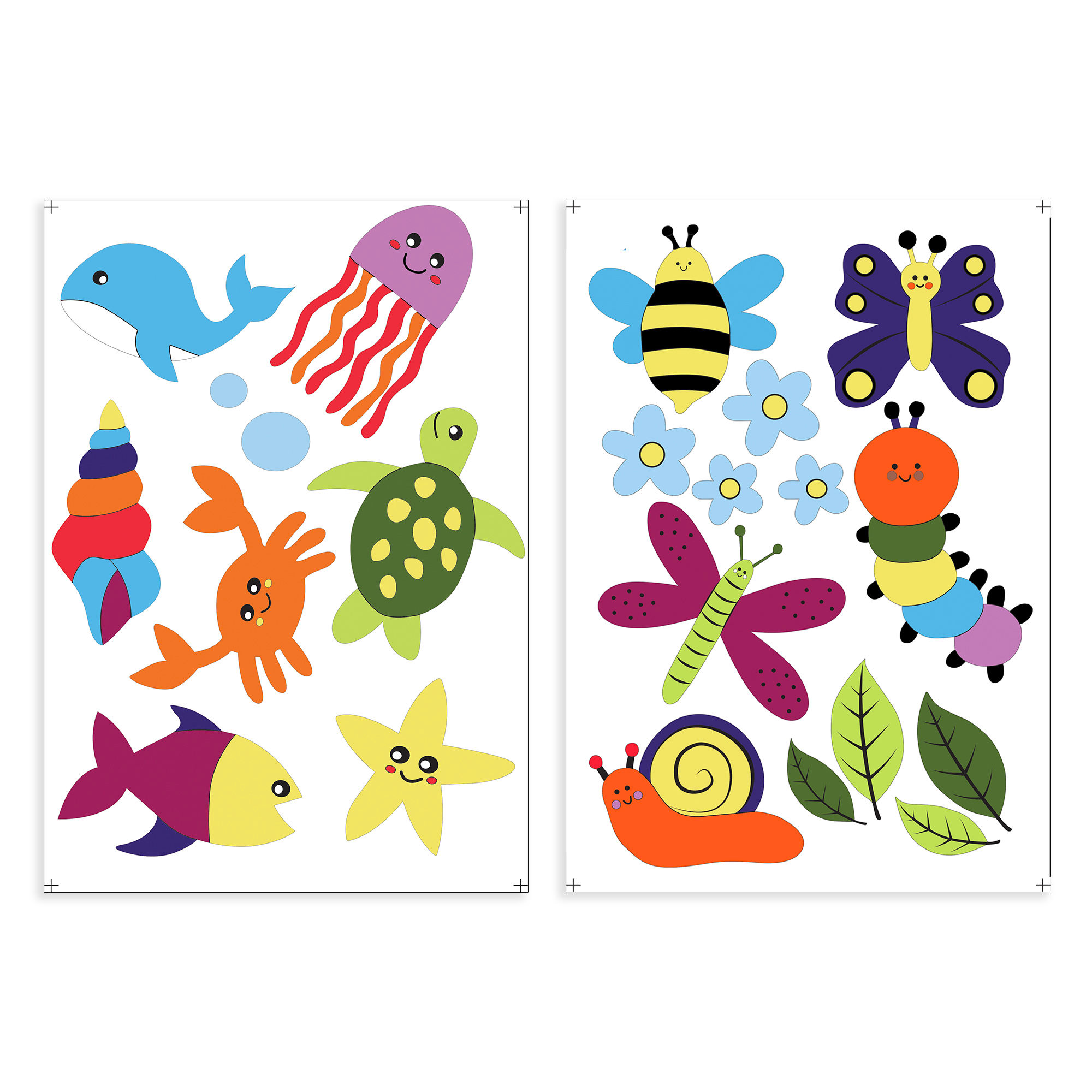Aquatic life and butterflies
