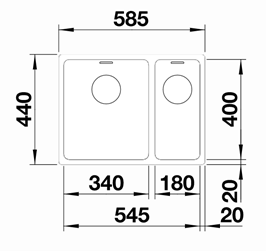 Thumbnail: Blanco Andano 340/180-IF Inset Sink-Large Bowl Left or Right