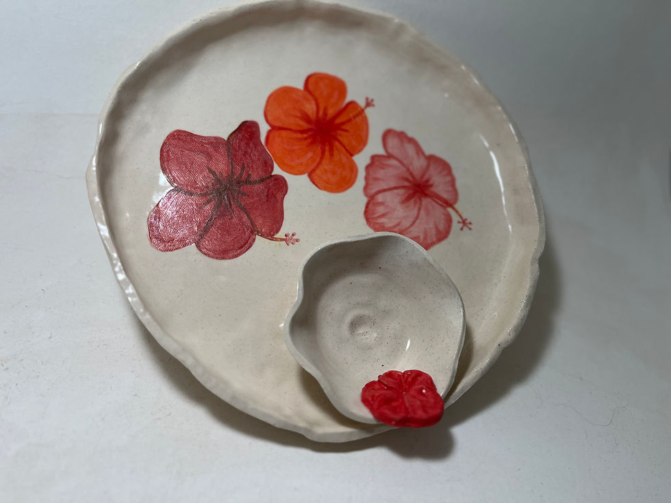 Thumbnail: Handmade Hibiscus Chip and Dip Serving Platter