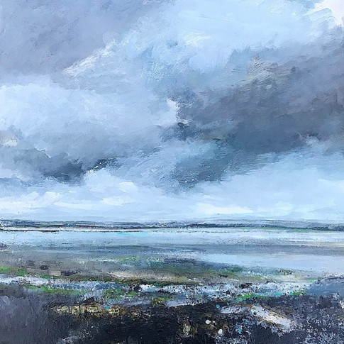 Walking Back From St Michael's Mount, oil on aluminium, 63cm x 63cm