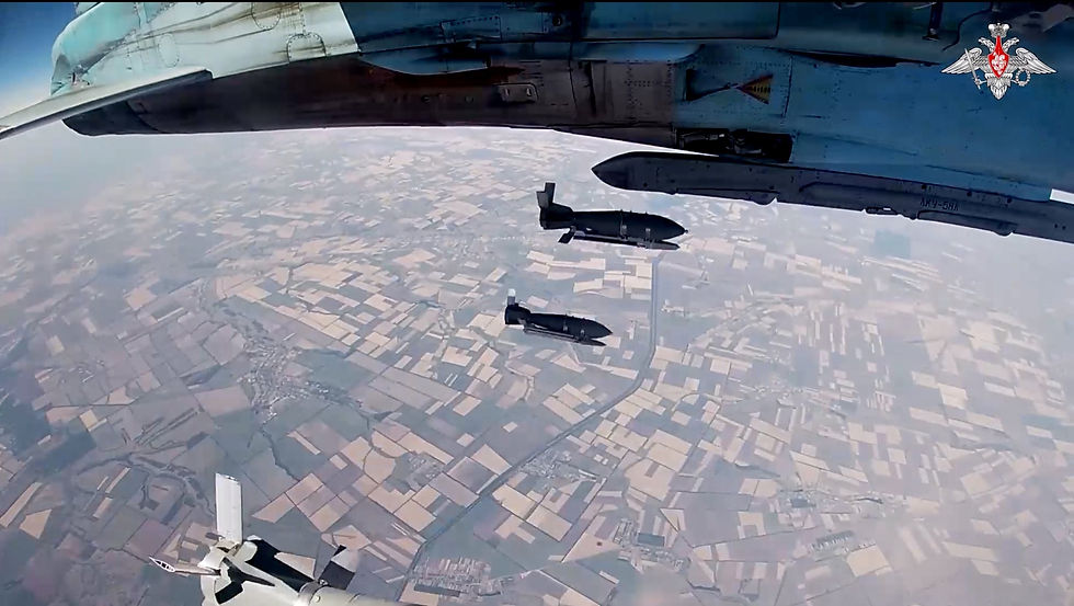 Bombas de propósito general tipo FAB-500 con módulos de planeo y guiado. Foto: Russian Defense Ministry Press Service