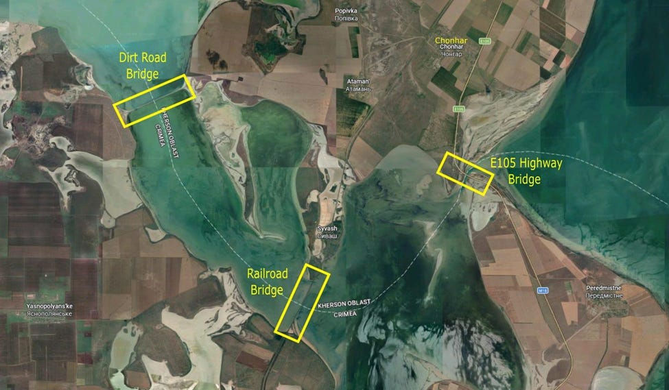 Con Rusia evitando enviar cargas peligrosas por el puente de Kerch, Chonar es el punto de entrada más importante a Crimea porque está más cerca que Armiansk. Solo el tráfico local utiliza el puente de tierra.