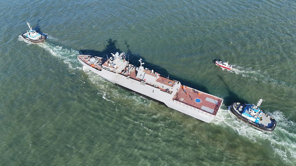 La fragata “Tamandaré” en pruebas de mar en la costa de Santa Catarina
