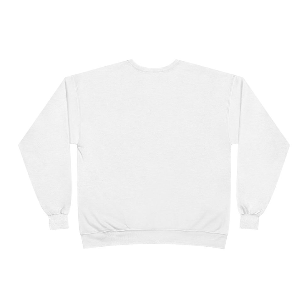 White EcoSmart crewneck sweatshirt, back view