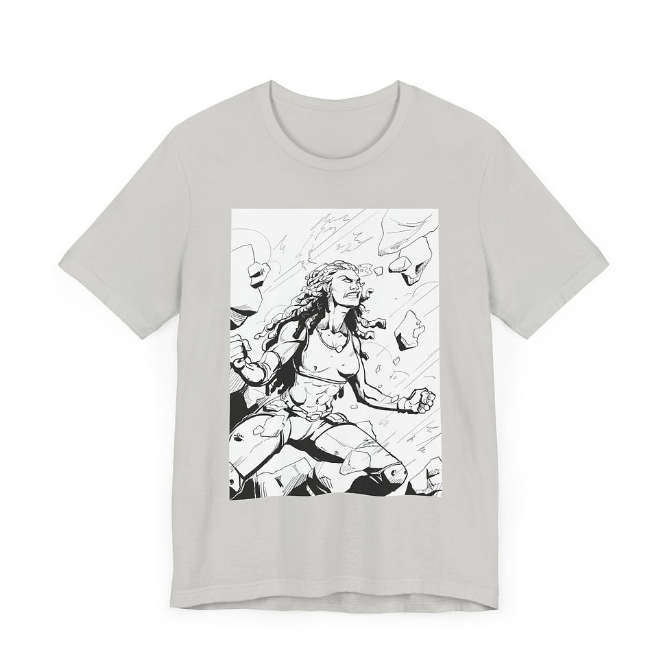 Thumbnail: Grey t-shirt with fierce woman art, Letters To the Ocean
