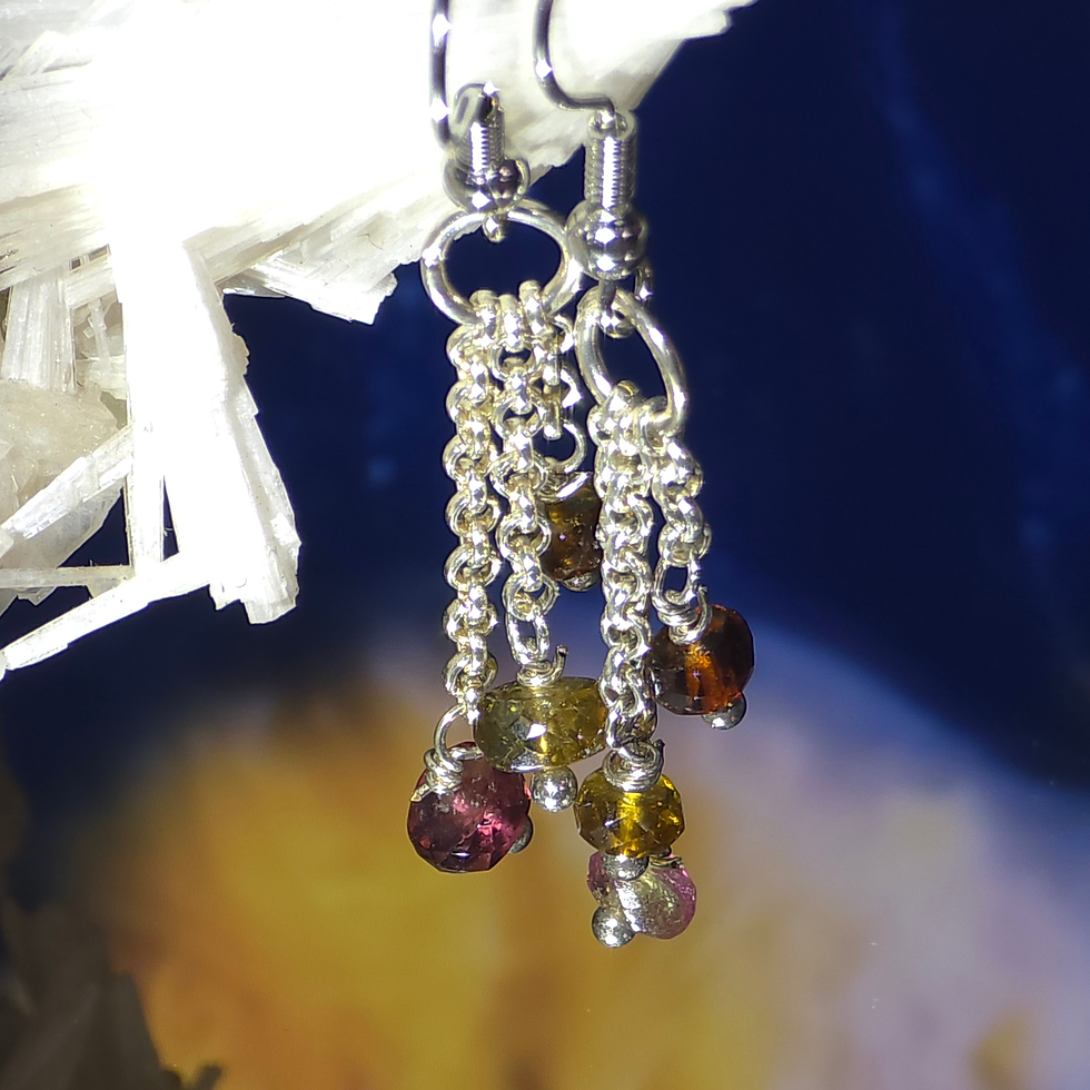 Rainbow Tourmaline Handmade Earrings