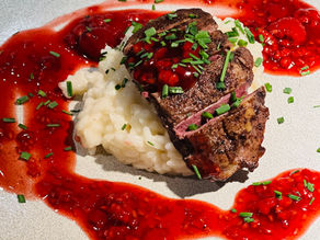 Wilde Eendenborstjes met Frambozen/cassis Saus