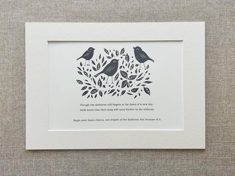 An art print of birds with words of positivity