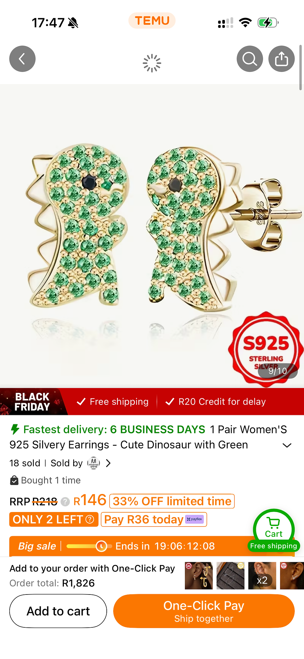 Thumbnail: FightForZach - Green Dinosaur studs (Gold) 