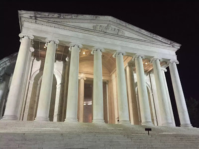 Jefferson Memorial facade at night