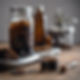chaga tincture liquid in a jar on a stainless steel table and a measuring scale.jpg