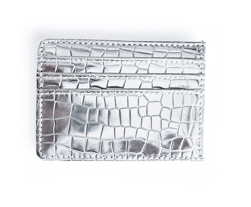 SWEDEY Slim Metalic Croc Wallet - SILVER | SWEDEY