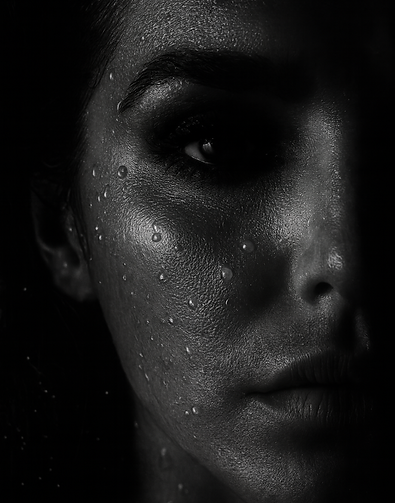 Black and white close up head shot