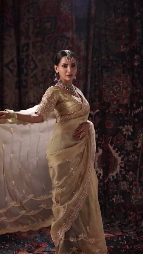 Luxury Gold Kanjivaram Silk Ready to Wear Saree with Heavy Intricate Work